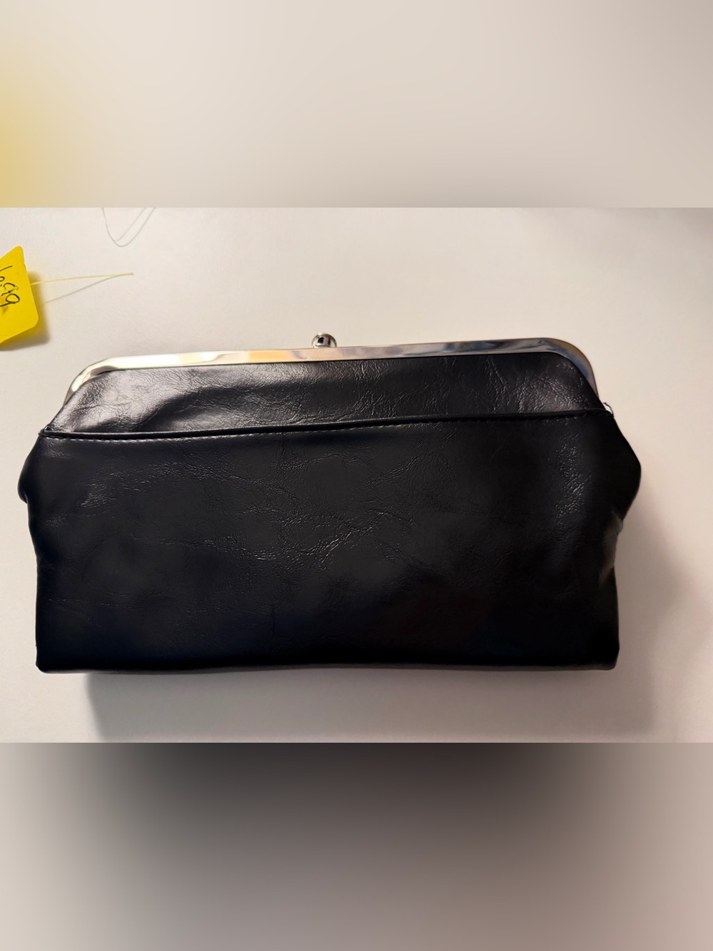 Classic Black Frame-Clasp Clutch Wallet Bag